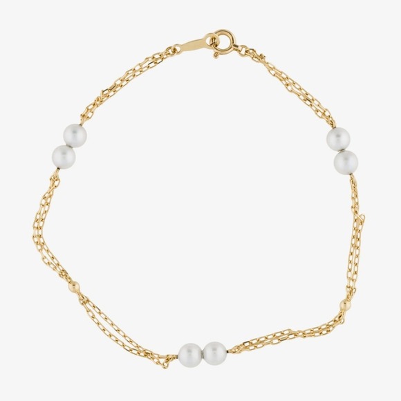 Mikimoto Jewelry - MIKIMOTO Pearl Station Bracelet 18K‎ Yellow Gold Double Strand